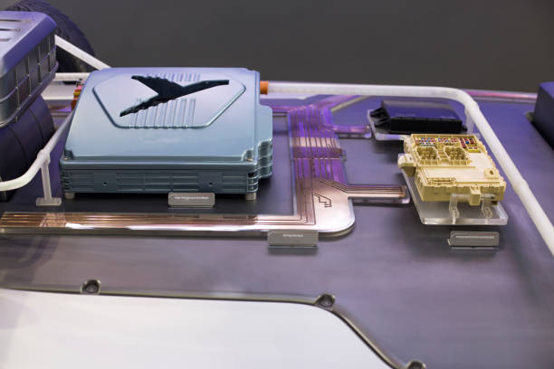 istock Electronic Vehicles lithium battery pack and power connections. hybrid car with powertrain 1150700320