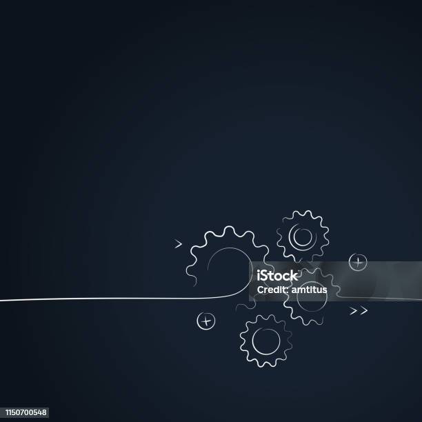 Cogs Drawing Stock Illustration - Download Image Now - Backgrounds, Gear - Mechanism, Strategy