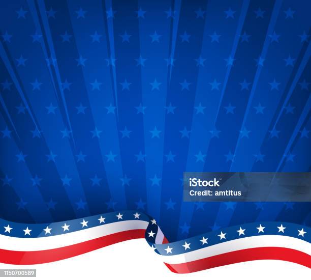 Patriotism Starburst-vektorgrafik och fler bilder på Bakgrund - Bakgrund, Patriotism, Amerikanska flaggan