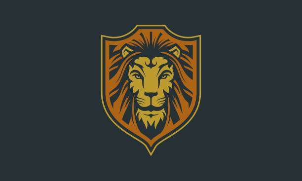 ilustraciones, imágenes clip art, dibujos animados e iconos de stock de emblema de mascota de la cabeza de león - crear escudos de futbol