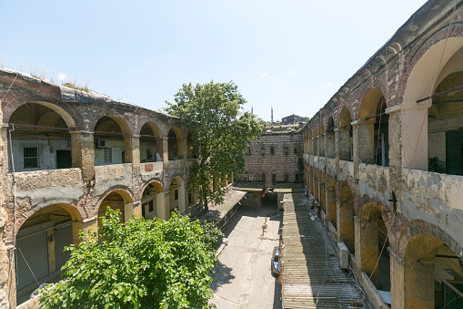 Old historical ottoman inn kervansarai khan at city center in istanbul turkey