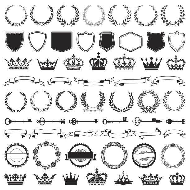 Heraldic Elements Set Heraldic Elements Set coat of arms stock illustrations
