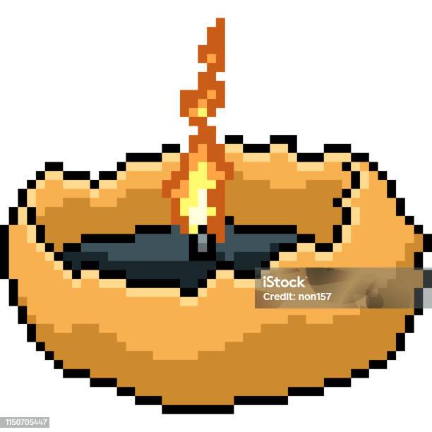 Vector Pixel Art Isolated Cartoon Stock Illustration - Download Image Now - Art, Burning, Candle