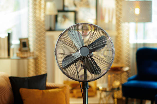istock Closeup on electric floor standing fan 1150705585