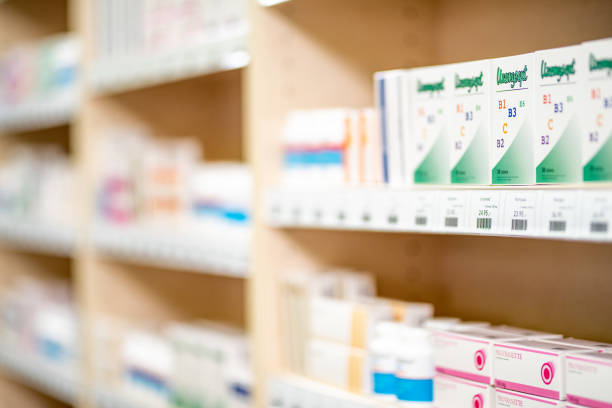 istock Shelves stacked with medicines 1150706500