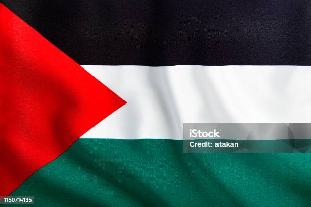 Full Frame Waving Palestinian Flag Stock Photo - Download Image Now - All Middle Eastern Flags, Backgrounds, Close To