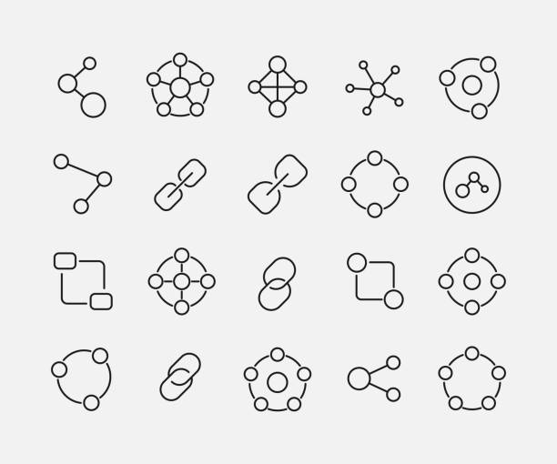 illustrations, cliparts, dessins animés et icônes de ensemble d’icônes vectorielles liées à la connexion. - enjoliveur