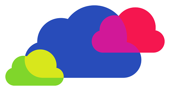 Vector of Cloud Icon Overlapping Vibrant Colors
