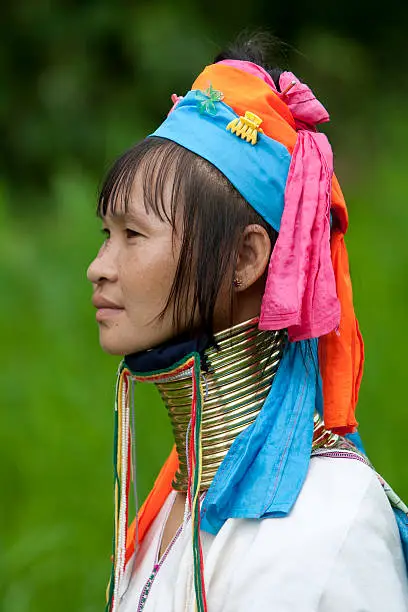 Portrait of long neck woman, near Mae Hong Son in Thailand