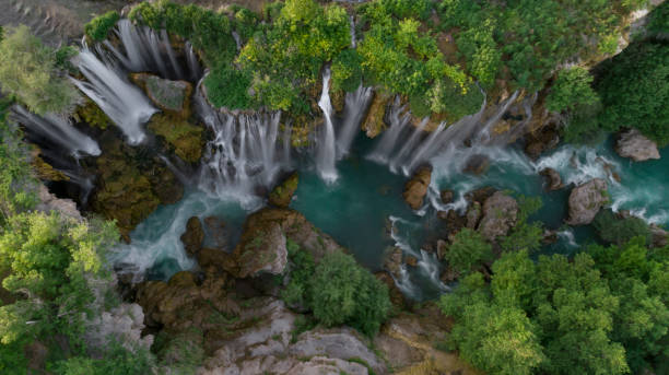 istock waterfall landscape texture aerial shot 1150717686