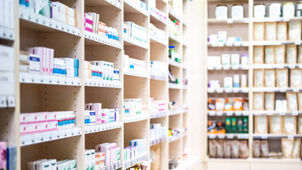 istock Shelves stacked with medicines 1150717735