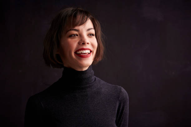 istock Happy woman close-up studio portrait 1150719485