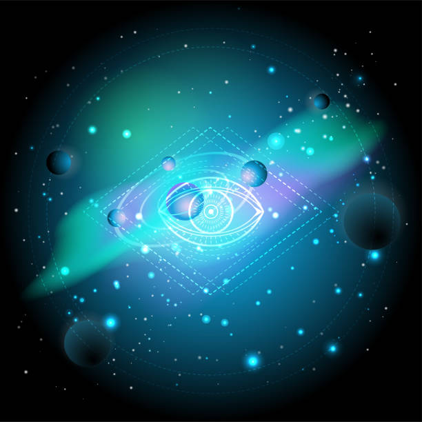 istock Vector illustration of Sacred or mystic symbol against the space background with planets and stars. 1150720526