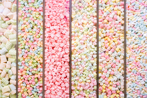 Delicious and colourful candies in the store