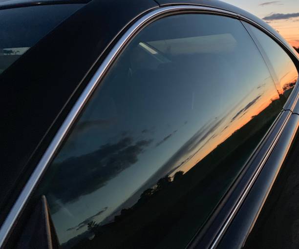 Sunset reflecting in the car window