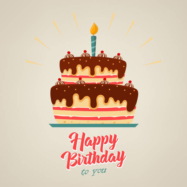Birthday poster with chocolate cake on background Birthday poster with chocolate cake on background vector eps 10 cake models stock illustrations