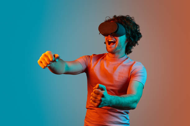 istock Man driving car in virtual reality 1150723027