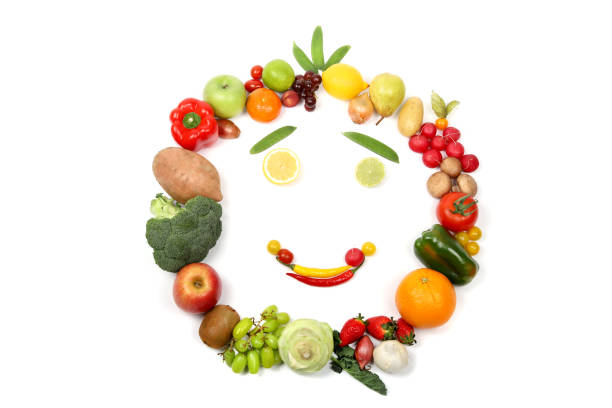 Happy face made of fruits and vegetables
