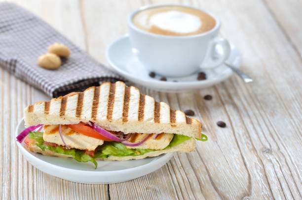 istock Grilled sandwich with a cappuccino 1150728030