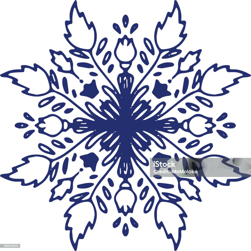 Hand drawn medieval round floral illustration. Vector sketch. Cross Shape stock vector