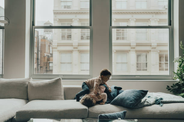 Little boys playing at home
