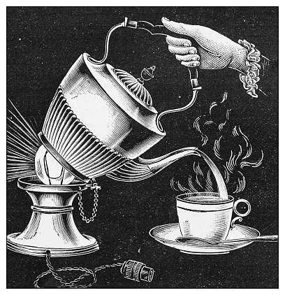 Antique illustration: Electric tea kettle