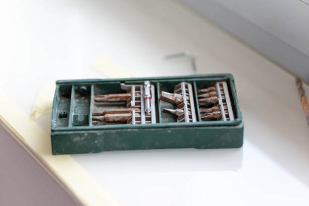 istock Set of drills in a plastic box 1150736801