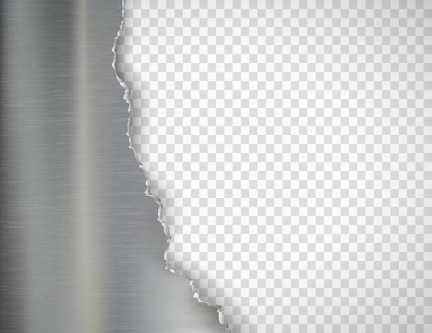 Torn metal plate. Isolated on a transparent background. Torn metal plate. Isolated on a transparent background. Vector template. sliver stock illustrations