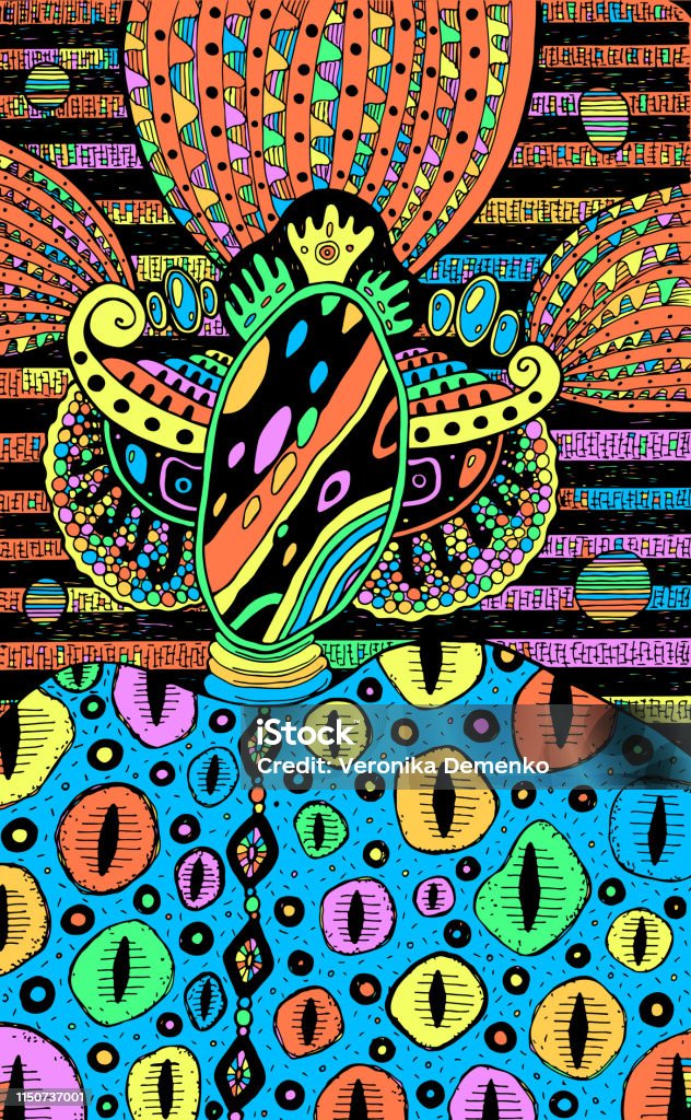 Extraterrestrial creature - surreal fantastic colrful drawing. Hand drawn psychedelic illustration. Vector artwork Extraterrestrial creature - surreal fantastic colrful drawing. Hand drawn psychedelic illustration. Vector artwork. Animal stock vector
