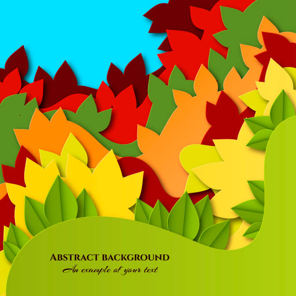 istock Background with colorful leaves in paper cut style. Layered autumn design for posters, invitations, business cards, banners, advertising. Vector 1150737033
