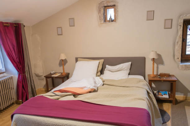 istock Room in the morning, bed undone when waking up 1150737091