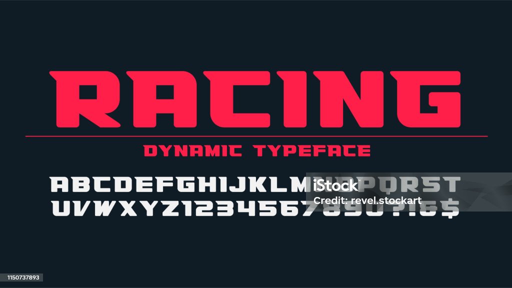 Abc Racing Font Racing Display Font Design Alphabet Typeface Letters Stock Illustration ...