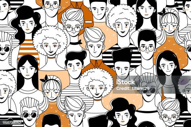 People Pattern 3 Stock Illustration - Download Image Now - People ...