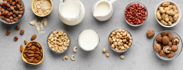 istock Vegan nut milk concept,top view 1150739587
