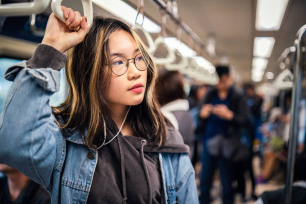 Young woman on her way to work.