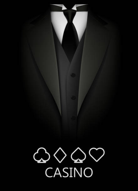 illustrations, cliparts, dessins animés et icônes de smoking avec le costume de fond de cartes. concept de casino. club de poker elite. - smoking