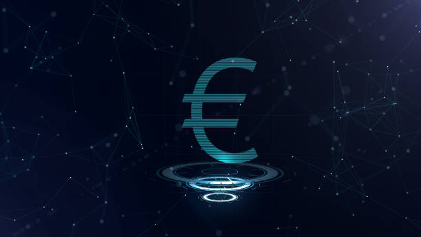 istock A superb 3d Euro sign. Space blue cyberspace backdrop with internet connections. Euro currency is on three virtual glowing circles. 1150749185
