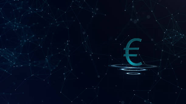 istock A superb 3d Euro sign. Space blue cyberspace backdrop with internet connections. Euro currency is on three virtual glowing circles. 1150749244