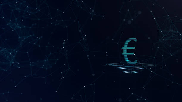 istock A superb 3d Euro sign. Space blue cyberspace backdrop with internet connections. Euro currency is on three virtual glowing circles. 1150749249