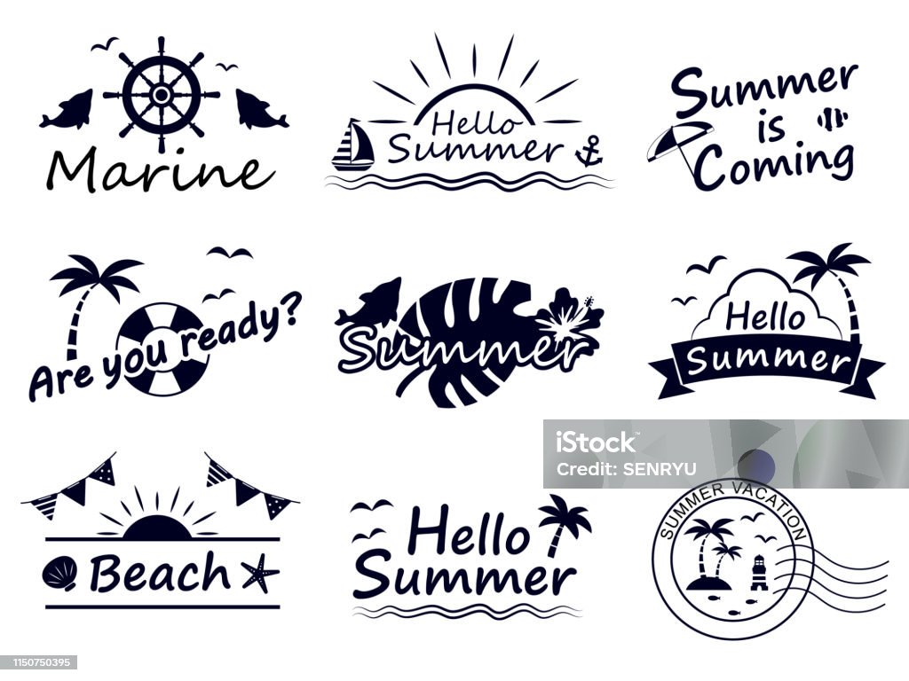 Summer logos1 It is an illustration Summer logs set. Logo stock vector