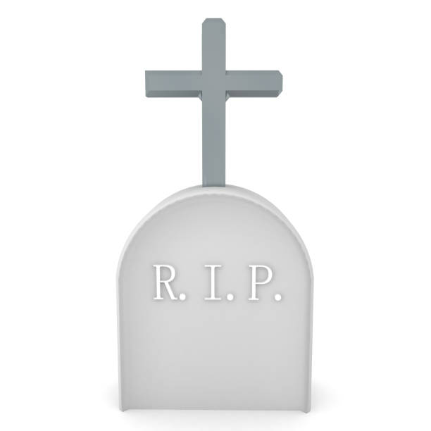 istock 3D Rendering of tombstone with silver cross above 1150750548