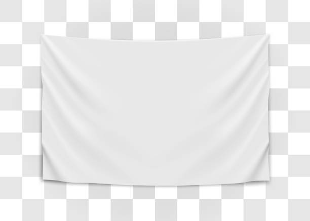 ilustrações de stock, clip art, desenhos animados e ícones de hanging empty white flag. blank flag concept. - sheet
