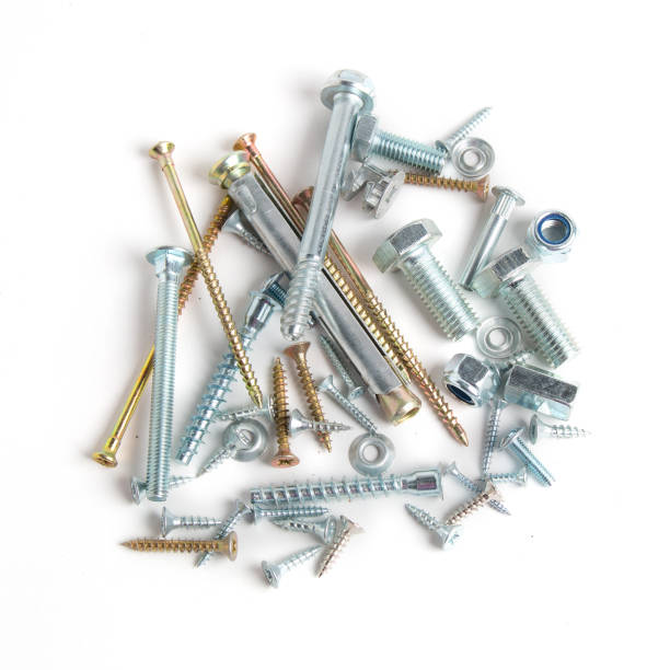 istock Many metal screws isolated on white background 1150756308