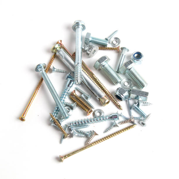 istock Many metal screws isolated on white background 1150756314