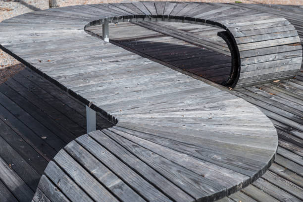 istock Modern geometric wooden construction intended as seating, Germany 1150757072