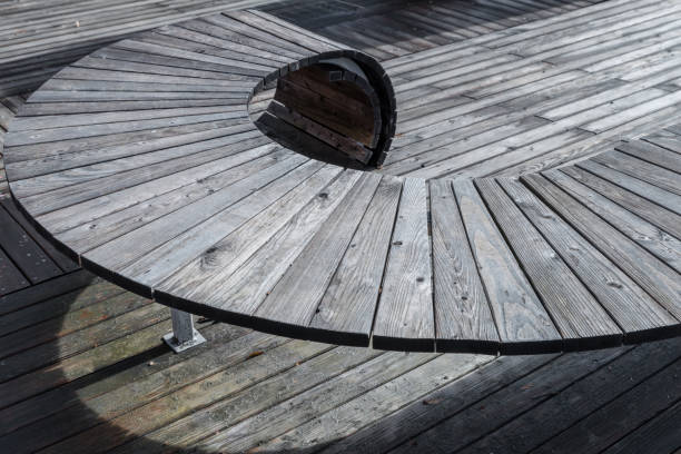 istock Modern geometric wooden construction intended as seating, Germany 1150757075