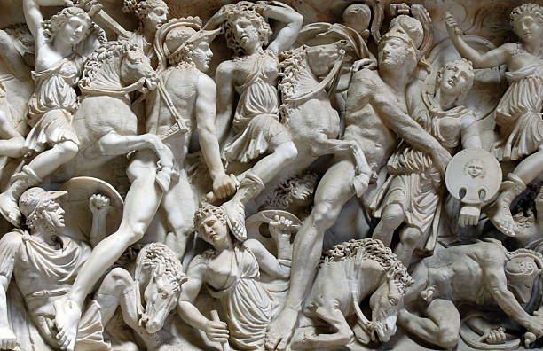 고대 로마인들에서 - roman statue 이미지 뉴스 사진 이미지