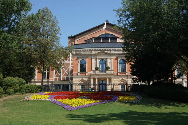 Bayreuth Festival Hall, Richard Wagner Festival House Bayreuth, Germany - August 4, 2018: Bayreuth Festspielhaus or Bayreuth Festival Theatre, the Richard Wagner Festival Hall opera house on the Green Hill in Bayreuth bayreuth stock pictures, royalty-free photos & images