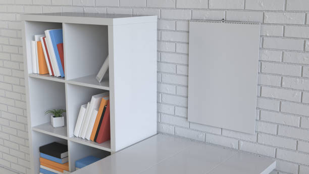 Mockup of wall calendar in the interior