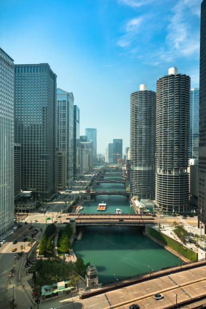 istock Chicago cityscape and bridges over the river 1150762036